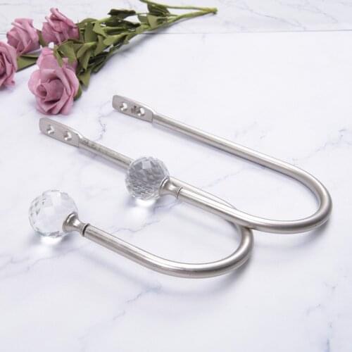 Set of 2, Window Curtain Drape Holdbacks Crystal End Decorative Hook Draperies Metal Accessory