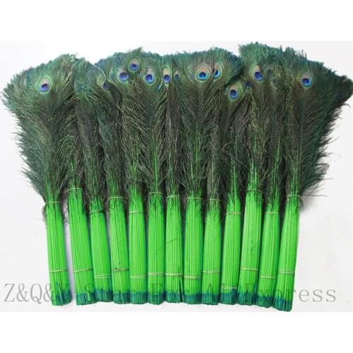 20-100 natural peacock hairs 80-90CM (32-36 inches) direct dyed grass green DIY craft jewelry clothing feathers