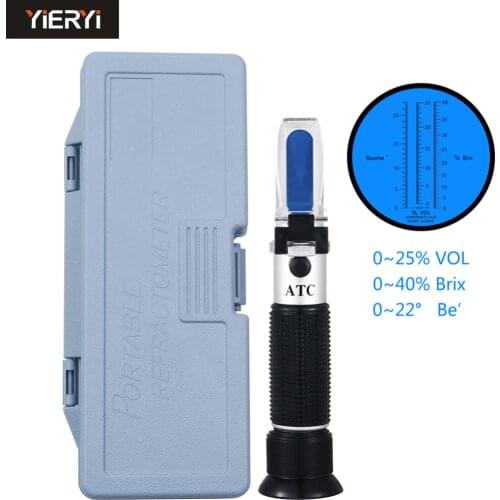 New Portable 3 In 1 Hand Held Grape & Alcohol Wine Refractometer (Brix, Baume and W25V/V Scales) with Plastic Box