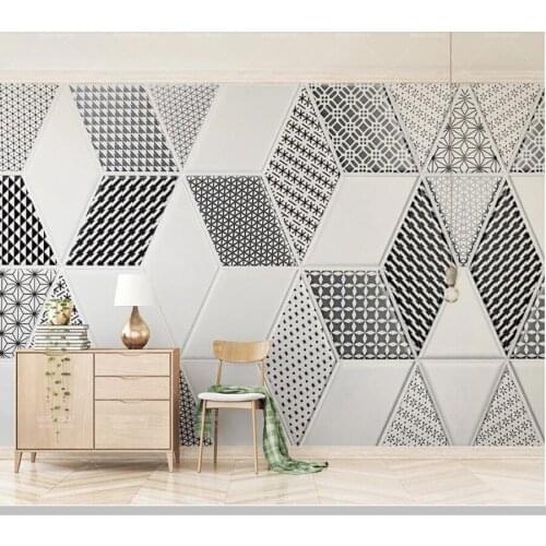 Papel de parede Black and white style geometric 3d wallpaper,living room TV wall kitchen bedroom wall papers home decor