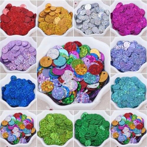 Paillettes 10mm Laser Flat Round PVC Sequins With 1 Side Hole Sequin Wedding Decoration DIY Jewelry Clothing Accessories 750pcs
