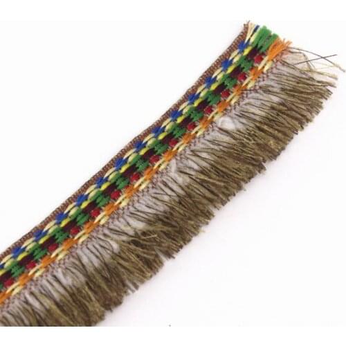Braided Brown Fringe Tassel Trimming Fabrics Embroidery Jacquard Lace Ribbon Trim Webbing Applique for Costumes 20yard/T1289