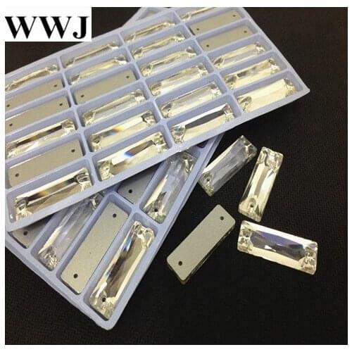 Flatback Baguette Sew On Stone Crystal Clear Color 2holes 5x15,6x18,7x21,8x24,9x27mm Long Rectangle Sewing Glass Crystals