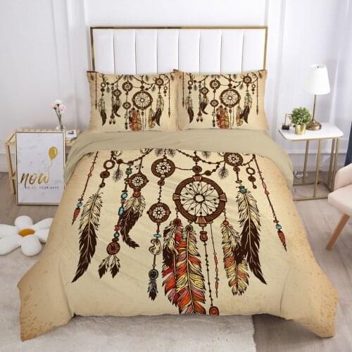 Duvet Cover Set Bedding Sets Feather Quilt Covers Pillowcases Blanket Cases 3D Bohemian Queen Full Twin Single Size Bed Linen