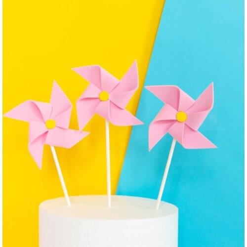 Simple baby decoration happy birthday color windmill cake top hat children party baking decoration household items cute gift