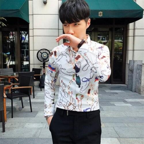 Mens slim long-sleeved shirt new product autumn male youth pattern korean camisa masculina рубашка мужская camisas de hombre