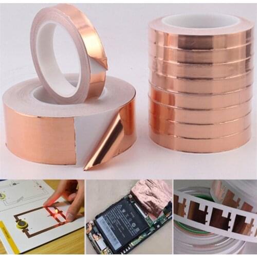 Single-sided Adhesive Conductive Copper Foil Tape Adhesive EMI Shielding Heat Resist Anti-static Tape 5mm 6mm 8mm 10mm