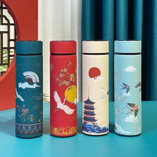 500ml Thermos Bottle Display Hot Water Insulated Cup with Tea Filter 304 Stainless Steel Tumbler Vacuum Flask