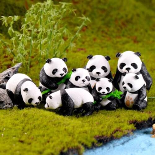 1Pc Cute Mini Panda Figurines Decoration DIY Fairy Cat Miniatures Garden Figurines Bonsai Landscape Ornament Terrarium Decor