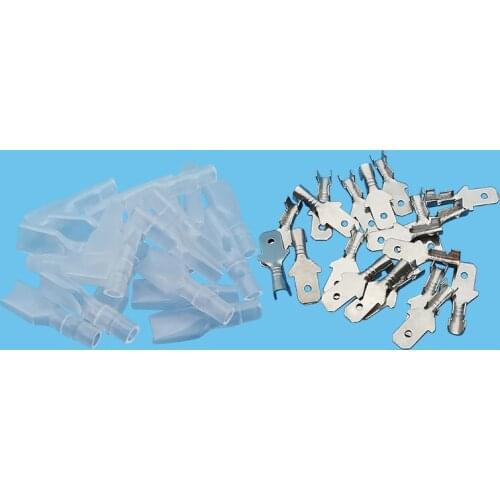 20Pair 4.8mm Spade Connector Male Crimp Terminals with Insulating Sleeve