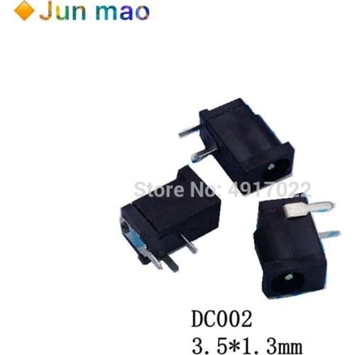 20Pcs DC-002 3.5*1.3 1A 30V Black DC Power Jack Socket Connector DC002 3.5*1.3mm 1.3 for Mini DC Socket 3.5x1.3 mm DC Female New