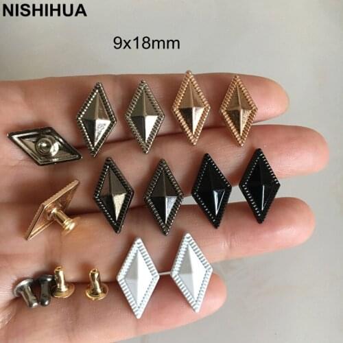 50 sets - Gold/Silver/Black/White Metal Rhombus Rivet Studs 9x18mm,DIY Spike Rivets For Clothing Decoration,Leather Crafts A