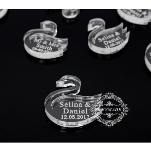 50Pcs Personalized Swan Mr & Mrs Clear Wedding & Engagement Table Centerpieces Decor Birthday Party Baby Shower Decoration