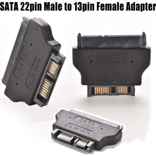 Slimline SATA Adapter Serial ATA 7+15 22pin Male to Slim 7+6 13pin Female Adapter for Desktop Laptop HDD CD-ROM Hard Disk Drive