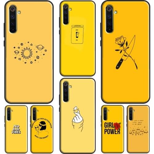 Yellow Aesthetic illustration Case For Realme 6 7 8 Pro Q3 GT Neo C21 C15 C3 Funda For OnePlus 8 Pro 9 Pro Nord 7T 8T 9R