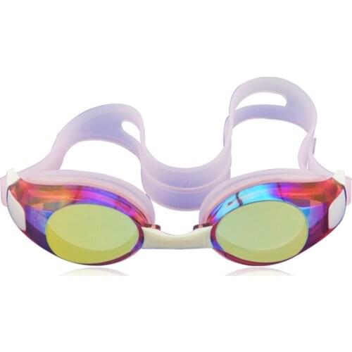 Adult Rainbow Coated Lens Swimming Goggles Swim Pool Used Anti Fog Silicone Swim Glasses
