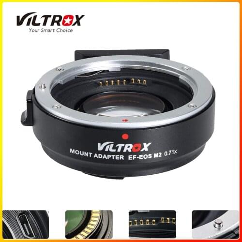 EF-EOS M2 Lens Adapter 0.71x Speed Booster for Canon EF Lens to EOS EF-M Mirrorless Camera M3 M5 M6 M10 M50 AF Auto Focus M100