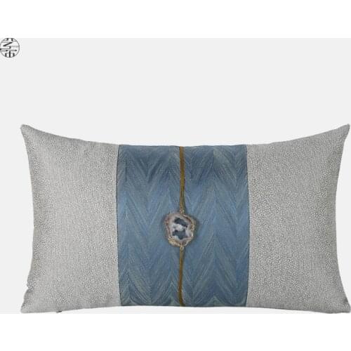 European Natural Gems Cushion Cover Pillow Cover Blue Grey Patchwork Pillowcase Decorative Living Room Sofa Cushion