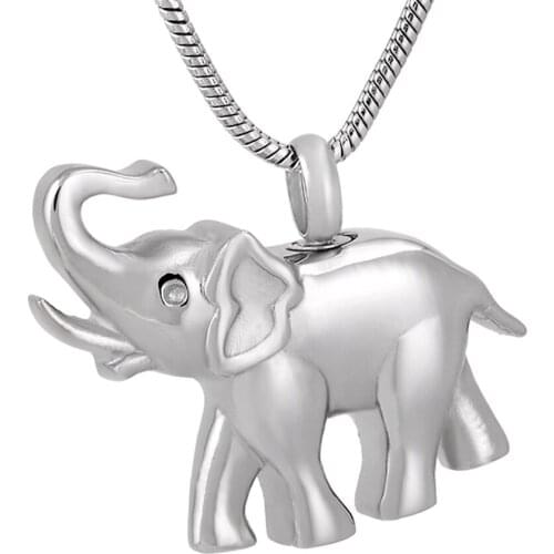 IJD9743 High Quality 316L Stainless Steel Elephant Memorial Urn Necklace Men Women Keepsake Cremation Pendant for Animal Ashes