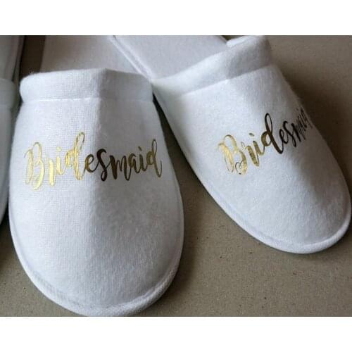 Personalized title wedding bridesmaid bride spa slippers Matron of honor hen night Bachelorette party favors gifts