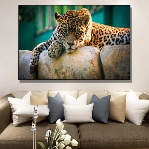 Leopard Rest on The Tree Real Nature Canvas Painting Cheetah Poster and Print Modern Wall Art Picture for Living Room Home Decor