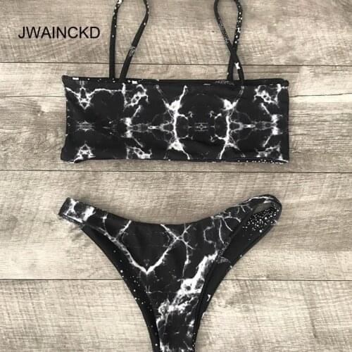 JWAINCKD Print Plaid Bandeau Bikini Set Sexy Women Swimwear Swimsuit Female Biquini Padded Bathing Suit High Cut Beachwear Mujer