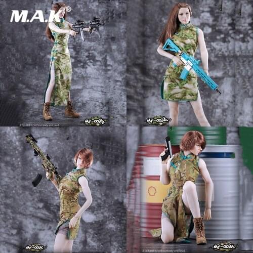 1/6 Scale Female Solider Clothes Set Camouflage Cheongsam Long/Short Model for 12 inches Action Figure Body