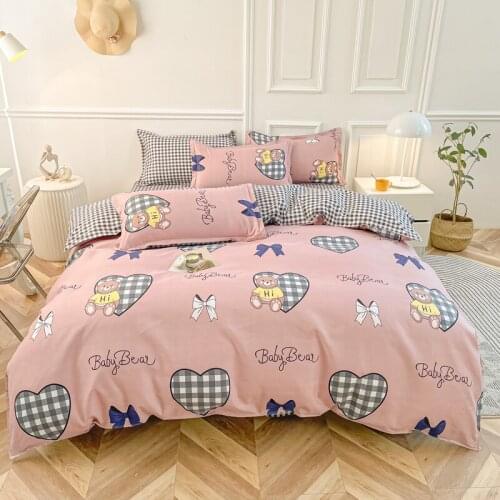Cartoon Lovely Bedding Set Little Refreshing Bedclothes Cute Animal Printing Bed Sheet Single Double King 200x230 Duver Cover