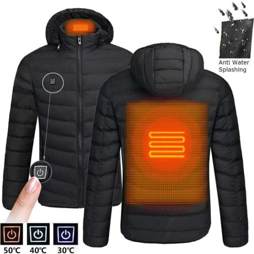 2020 Unisex Winter USB Powered Heating Jacket Thermostat Solid Color Hooded Coat men Clothing куртка мужская ropa hombre