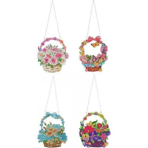 5D DIY Spot Drill Diamond Painting Flower Basket Kits Mosaic Art Crafts Rhinestone Drawing Door Home Christmas Decoration Gifts