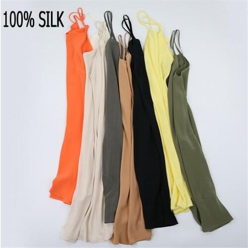 100% Natural Mulberry Silk Chemise Nightgown Nightdress Sleepwear with spaghetti straps JN002
