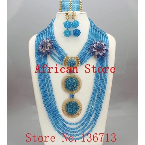 New Design Nigerian Wedding African Beads Jewelry Set Crystal Free Shipping Bride Wedding Jewelry Sets Online R863
