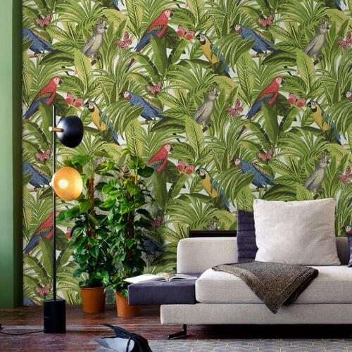 Beibehang Nordic Green Plants Wallpaper Tropical Rainforest Banana Leaf Wallpaper Southeast Asia Living Room Dining Background