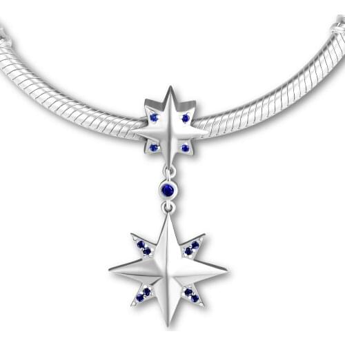 Fits for Pandora Charms Bracelets Pave Wishing Star Beads 100% 925 Sterling-Silver-Jewelry Free Shipping