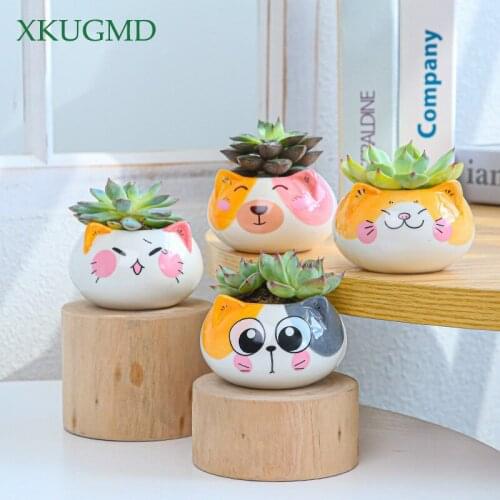 Popular New Products Ceramic Creative Cat Cute Crafts Succulents Flower Pots Balcony Plant Pots Home Decorations Ornaments