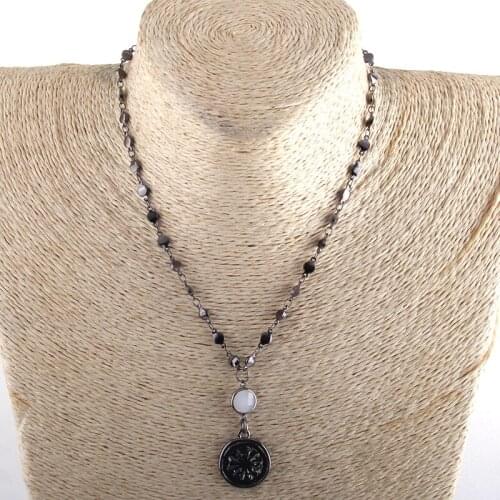 RH Fashion Bohemian Tribal Jewelry Copper Rosary Chain Pendant Necklaces For Fashion Jewelry