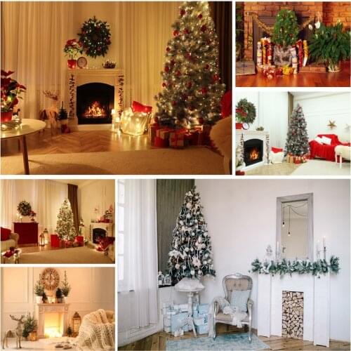 Christmas Indoor Theme Photography Background Fireplace Children Portrait Backdrops For Photo Studio Props 21712 YXSD-09