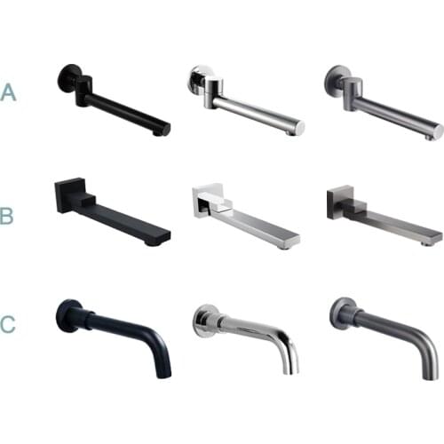 Basin Mixer Accessories In Wall Mounted Water Outlet Spout Swivel Round Square Chrome Black Grey Brass Bathtub Faucet Spout