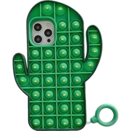 Relieve Stress Toys Cactus Bubble Push Soft Phone Case For iPhone 8 7 6 6S Plus 5S SE 2020 11 12 Pro X XR XS Max Silicone Cover