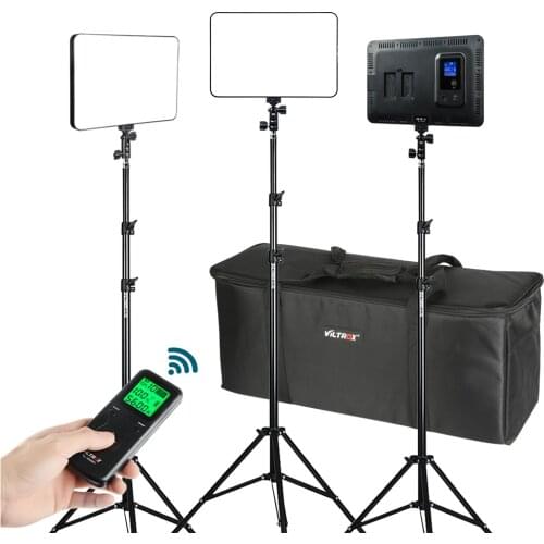 VILTROX 3/2pcs VL-400T 40W LED Video Light Bi-color Dimmable Wireless remote Lighting Kit+75" Light Stand for studio shooting