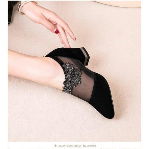 Women Crystal Mesh Zip Lace Sandals Woman High Heels SpringFemale Shoes Classics Solid Platform Sandals Ladies Party Shoes