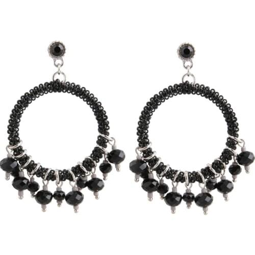 High quality statement earrings for women boho original handmade earrings glass beads crystal pendant earrings jewelry wholesale