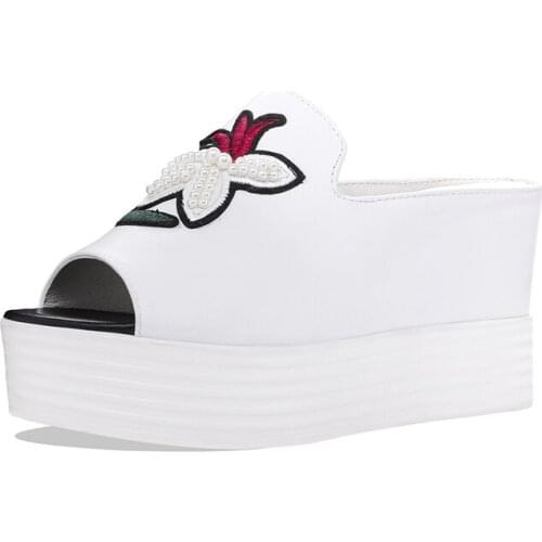 Slippers Large size 34-40 Female Summer Fashion 2020 Genuine Leather Women Slippers Platform Sandals Women