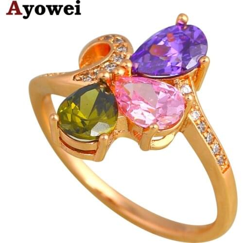 Top Quality Austrian Zircon Wedding Fashion Jewelry for Women Gold color Color Crystal Ring USA size #5.5#6.5#7#8.5 JR2133A