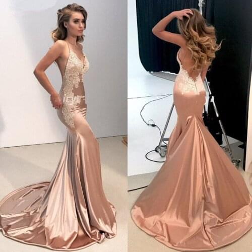 Sexy Backless Mermaid Evening Dresses Long 2021 vestidos de fiesta de noche Spaghetti Straps Formal Women Party Prom Dress