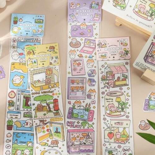 1sheets Sticker Set Small World Series Diy Cute Stickers Ins Style Scrapbooking School Suppliers Stationery Art Supplies