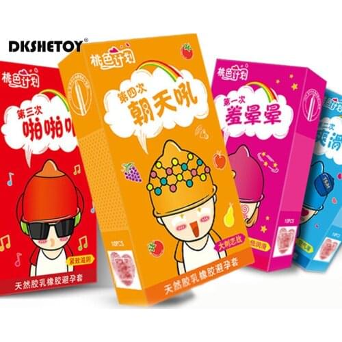 10pcs Delay Dotted Condom Natural Latex Lubrication Sex Particles Penis Sleeve Contraception Supplies Adults Sex Product