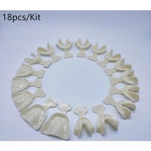 2Kits=36pcs Dental Edentulous Jaw Impression Trays Full/Complete Denture Teeth Repair White 18pcs/Kit
