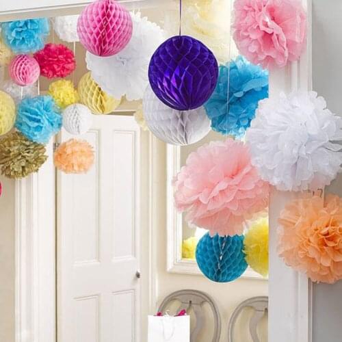 10/30cm Handmade Tissue Paper Pompoms Wedding Decorative Paper Flower Ball Baby Shower Birthday Party Decoration paper pom poms