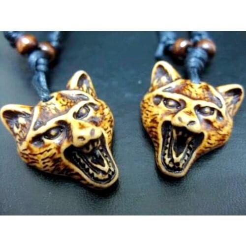 20 pcs Charm Retro Necklace Shape Wolf Carving Lucky Jewelry Accessories